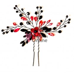 Ac metalic pentru par ACM002 Negru cu cristale din sticla